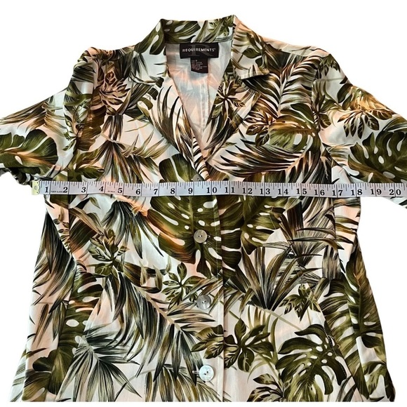 Requirements Spring Bouquet Green White Monstera Lined 4-Button Jacket 8 NWT - Picture 11 of 11